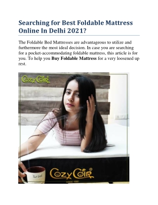 Searching for Best Foldable Mattress Online In Delhi 2021