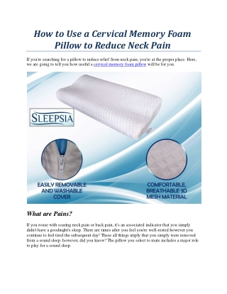 How to Use a Cervical Memory Foam Pillow to Reduce Neck Pain