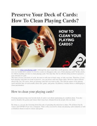 How To Clean Playing Cards?