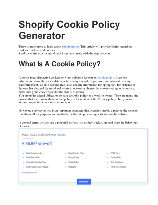 Shopify Cookie Policy Generator