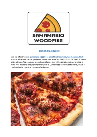 5% Off - Samamario woodfire Menu Auburn Takeaway,NSW