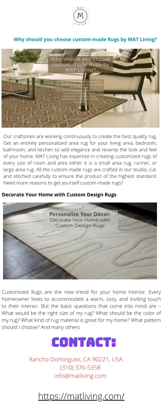 Why should you choose custom-made Rugs by MAT Living?