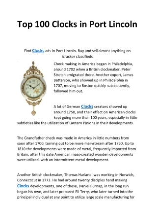 Top 100 Clocks in Port Lincoln