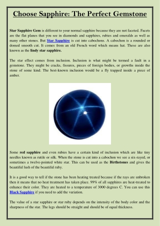 Choose Sapphire The Perfect Gemstone