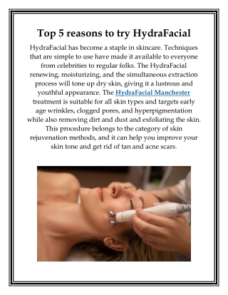 Top 5 reasons to try HydraFacial