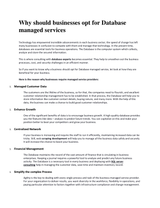 Why should businesses opt for Database managed services