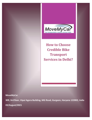 We Provide The Best Bike Transport Services in Delhi