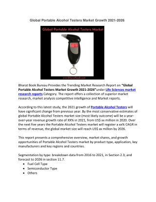 Global Portable Alcohol Testers Market Growth 2021