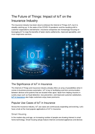 Impact of IoT on the Insurance Industry