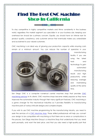 Find The Best CNC Machine Shop In California