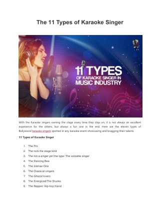 The‌ ‌11‌ ‌Types‌ ‌of‌ ‌Karaoke‌ ‌Singer‌..