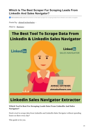 Which Is The Best Scraper For Scraping Leads From LinkedIn And Sales Navigator