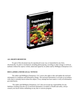 SUPPLEMENTING FOR DIABETICS