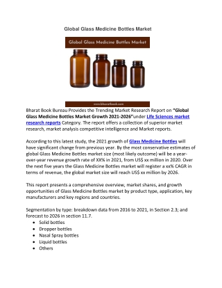 Global Glass Medicine Bottles Market