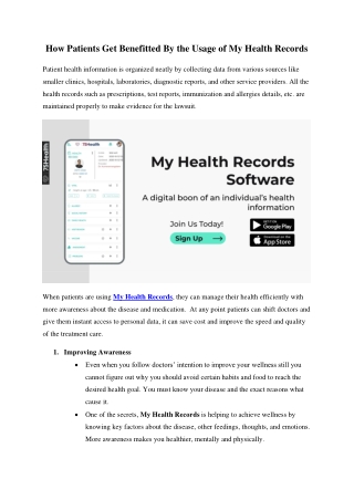 How Patients Get Benefitted By the Usage of My Health Records.docx