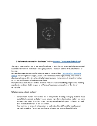 6 Relevant Reasons For Business To Use Custom Compostable Mailers