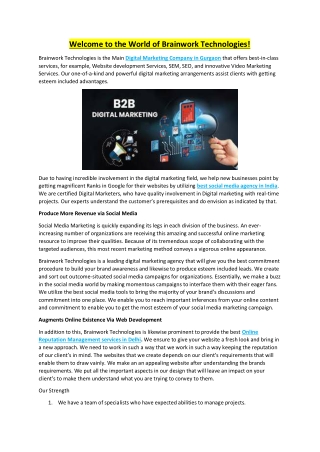 Welcome to the World of Brainwork Technologies!