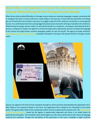 Know Why It Is Important To Carry An International Driver’s License While Driving On The Foreign Country Roads
