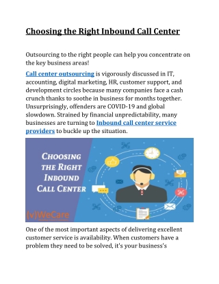 Choosing the Right Inbound Call Center