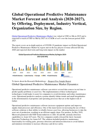 Global Operational Predictive Maintenance Market Forecast and Analysis