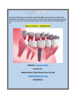 Nearest Dentist Sabkadentist