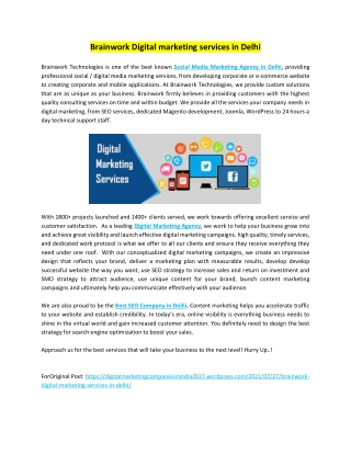 Brainwork Digital marketing services in Delhi