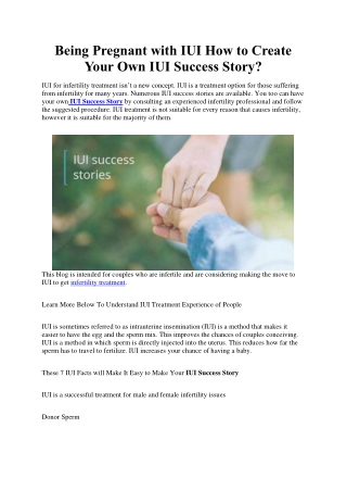 Being Pregnant with IUI How to Create Your Own IUI Success Story