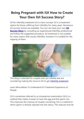Getting Pregnant With IUI Treatment How to Create Your Own IUI Success Story