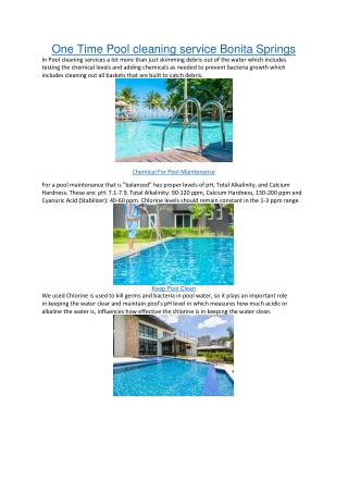 One Time Pool cleaning service Bonita Springs