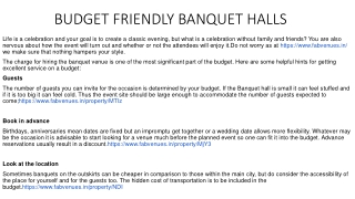 BUDGET FRIENDLY BANQUET HALLS