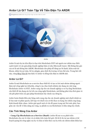 Ardor Là Gì? Toàn Tập Về Tiền Điện Tử ARDR