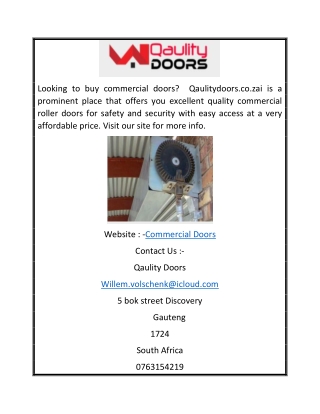 Commercial Doors | Qaulitydoors.co.za