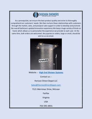 Buy high end shower systems | High end shower system in bulk