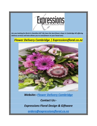 Flower Delivery Cambridge  Expressionsfloral.co.nz