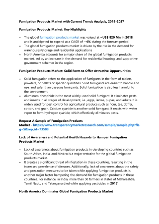 Fumigation Products Market with Current Trends Analysis, 2019-2027