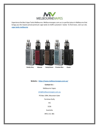 Vape Tanks Melbourne  Melbournevapes.com.au