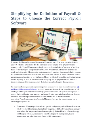 Simplifying the Definition of Payroll & Steps to Choose the Correct Payroll Software