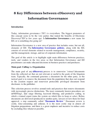 8 Key Differences between eDiscovery and information governance