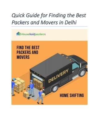 Quick Guide for Finding the Best Packers and Movers in Delhi