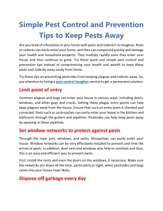 Simple Pest Control and Prevention Tips to Keep Pests Away