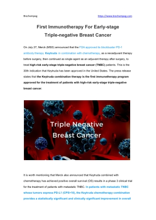 First Immunotherapy For Early-stage Triple-negative Breast Cancer