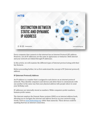 Distinction between Static and Dynamic IP Address