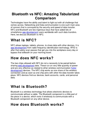 Bluetooth vs NFC