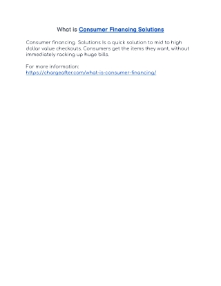 What is Consumer Financing