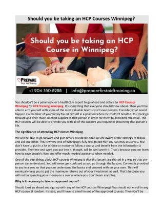 Should you be taking an HCP Courses Winnipeg