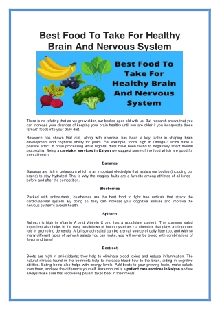 What is the best food to eat for a healthy brain and nervous system