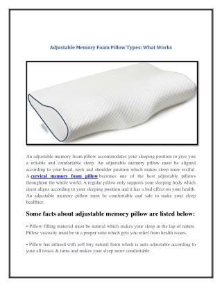 Adjustable Memory Foam Pillow Types: What Works Best