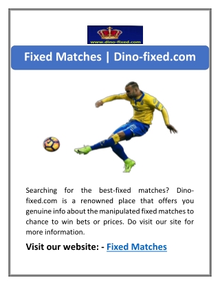 Fixed Matches | Dino-fixed.com