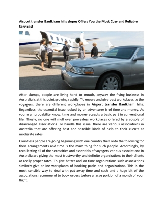 Airport transfer Baulkham hills Offers You the Most Cozy and Reliable Services