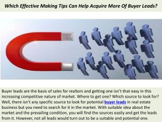 Which Effective Making Tips Can Help Acquire More Of Buyer Leads